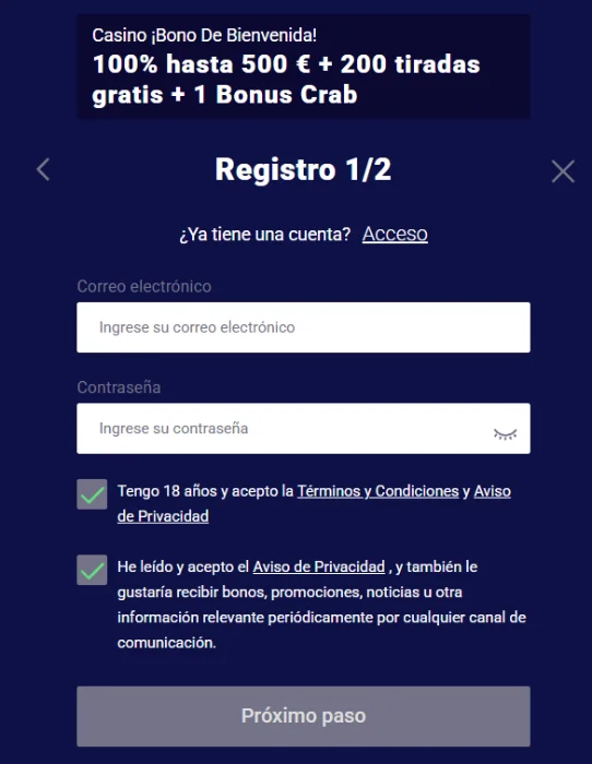 Frumzi Casino Registro con Bono de Bienvenida Frumzi Casino formulario de registro con bono de bienvenida y 200 tiradas gratis